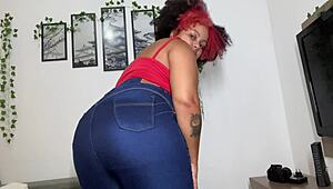 Bold Bbw Beauty Farts Seductively In Tight Blue Jeans