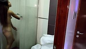 Peruvian Teen Prostitute Rides In Cowgirl For Orgasm While Latina Gets Fucked Doggystyle In Bathroom Spy Scene