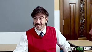 Hey, check out how this teachers pet sparks a nasty threesome in the classroom with petite teens