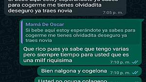 Conversacion de whatsapp con la jefa de mi amigo Oscar me lleva a creampie casero en webcam!