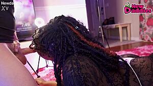 Black 28-Year-Old Ebony Whore Inhales White Daddy With Deepthroat Gagging