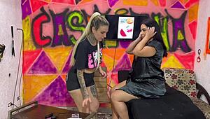 BBW Woman With Giant Ass Gets Tattooed While Licked In Ass And Pussy