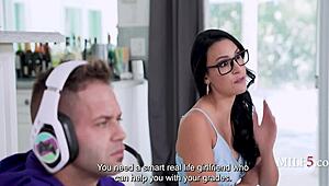 desperate milf shows incel stepson how to fuck her cheating pussy in lingerie to keep the family line going