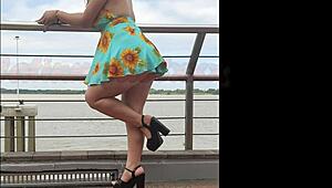 hot photoshoot featuring a busty model with amazing legs inside the taxi