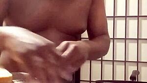 In the kitchen, Llamasr experiments with bananas and other foods after dark for an adventurous session.