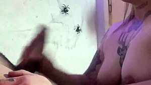Why not enjoy this big tits blonde slut giving a deepthroat blowjob to her lover in halloween fun?