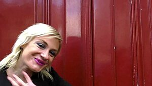 blonde cougar starts fucking wildly in the car during october 31 event