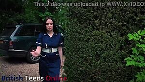 nurse collects sperm sample from patient in hospital uniform