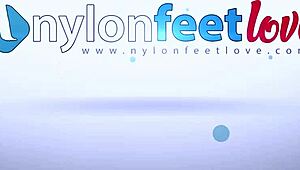 Tattooed brunette suicide girl in nylon pantyhose and leggings rips clothes while smoking cigarette