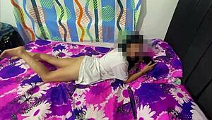 skinny 18-year-old teen licks her stepdad's big cock before rough doggystyle fucking in homemade quickie.