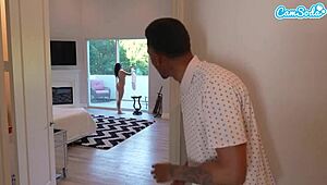 Naughty teen stepsister seduces stepbrother for first-time doggystyle fucking and orgasm