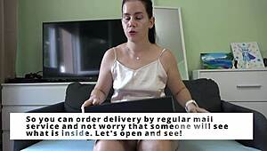 Anna just unpacked that xspacecup masturbator and wow, tried a wild footjob on it!