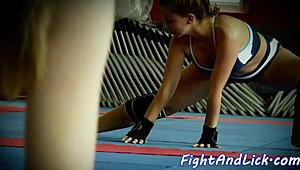 hey, why is this glam babe getting anally fingered by her lesbian partner in a wrestling match?