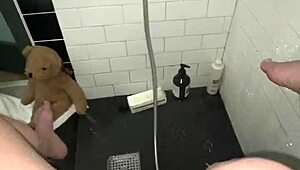 Arab teen with perfect body strips in shower for solo masturbation squirting orgasm on her tight pussy