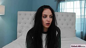 Busty lesbian films girlfriend eating pussy in lingerie with face sitting scissoring and kissing on bunny outfit