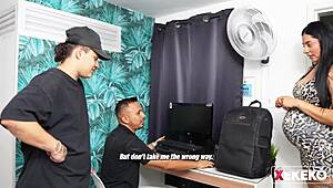 Pregnant Colombian Beauty Gets Discovered and Intensely Fucked While Being Spied On in Fetish Scene