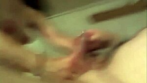 Amateur couple with piercing on the cock and brunette assfucking cum