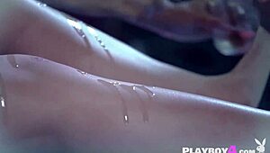 two oiled lesbians with big tits dive into passionate kissing and sensual massage!