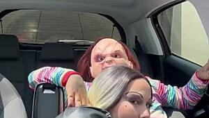 Chucky safado fudendo a tiffanny no halloween with big ass latina riding in cowgirl