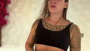 Brazilian latina masturbates solo in hotel room with big ass flashing