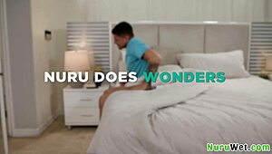 Wow, Check Out This Sexy Tattooed Blonde Teen 18+ Masseuse Sliding Her Wet Naked Body In Nuru Gel All Over Her Client!