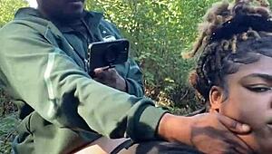 bbw ebony milf skips panties under sundress for big black cock creampie in her wet pussy anywhere