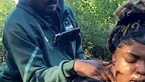 bbw ebony milf skips panties under sundress for big black cock creampie in her wet pussy anywhere