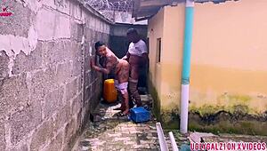 So this big ass babe with huge boobs gets railed by a monster black cock outdoors. Creampie hits hard in public sex scene