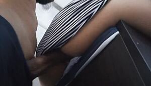 while brittany was doing her makeup i noticed she had no panties on so i penetrated her ass deep?