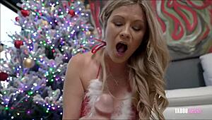 Step Mom Ellie Tay Rides in Cowgirl and Doggystyle for Taboo Christmas Gift