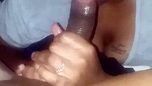 milf sucking up that big black monster cock with sloppy ebony blowjob skills