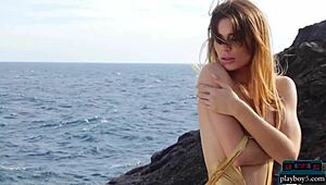 In this account, Spanish milf model Lorena Hidalgo with a big ass performs an outdoor striptease