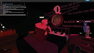 Blonde bitch gets fucked hard by monster cock in deepthroat action! Rough pounding in Roblox Studio!