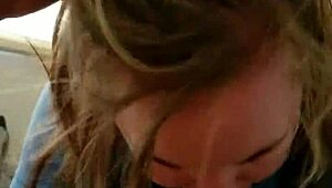 hey, you think this blonde can handle sucking that hung stud until he explodes everywhere?