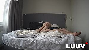 Luuv Kareflore gave a handjob and sucked the guy's dick for half an hour. It happened in the bedroom with his girlfriend watching as a voyeur