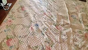 I felt so excited spying on my hot neighbor from the balcony before our full menage.