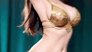 Oh wow, look at this cute Indian belly dance with aunt vibes and beautiful moves!