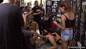 naked euro slave bound in bondage gets dominated and fucked hard in public outdoor flashing