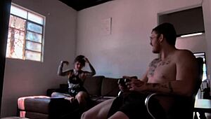 in this neutral tale, we see behind-the-scenes footage of sucking carmona while playing video game.