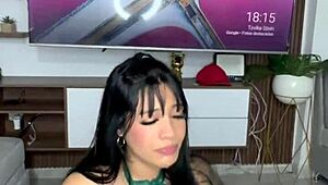 Beautiful Colombian Latina Brunette With Fake Tits And Cute Big Ass Plays With Dildos