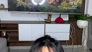 Beautiful Colombian Latina Brunette With Fake Tits And Cute Big Ass Plays With Dildos