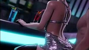 Cyberpunkowa scena z intensywnym kreskówkowym rżnięciem i futurystycznymi hardcore'owymi twistami