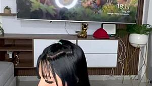 Beautiful Colombian Latina Brunette With Fake Tits And Cute Big Ass Plays With Dildos