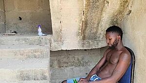 Her dripping pussy got roughly fucked under the steps, moaning and screaming in wet ecstasy.