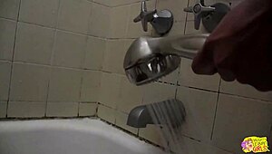 these two lesbians just finished up some hot sex. now they're heading to the shower together.