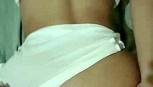 gostosa dances in transparent mini skirt then rides young guy's dick with her ass