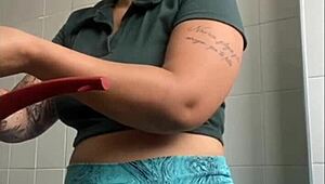 She enjoys flashing her big swollen pussy in exhibitionist style.