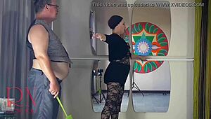 ballerina in fishnets gets her ass spanked and pussy fucked hard by dominating teacher in studio punishment