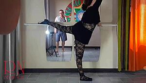 ballerina in fishnets gets her ass spanked and pussy fucked hard by dominating teacher in studio punishment