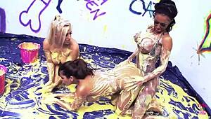 Do you think these three blondes with huge fake tits can handle intense lesbian fingering?